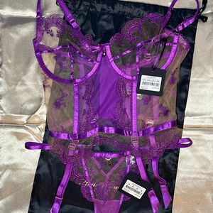 Honey Birdette Purple Lace Lingerie Set